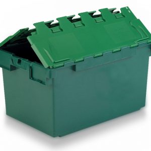 600x400x365 Two Tone Green Lidded Plastic Container (64 Ltr)
